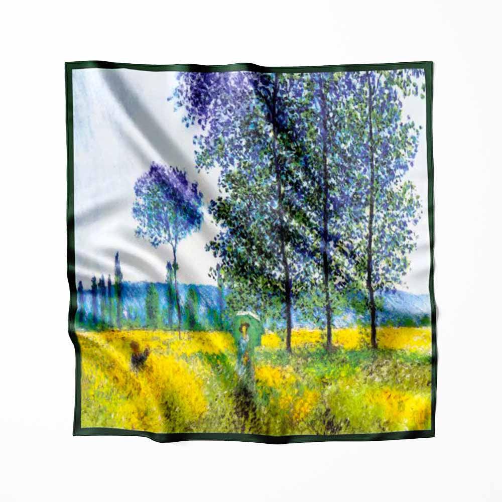 Carré de soie Claude Monet Sous les peupliers, effet de soleil - Label Naturel