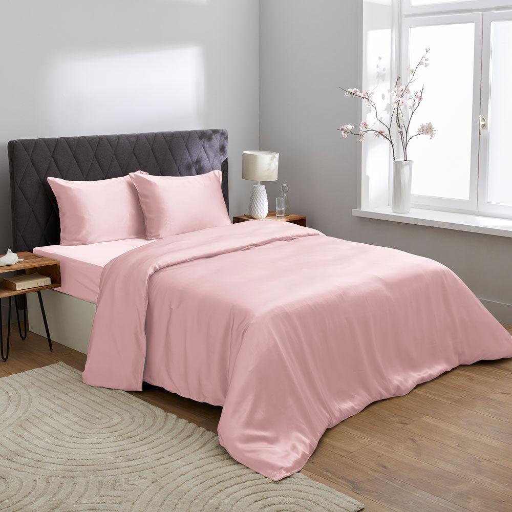 Housse de couette en soie de mûrier rose