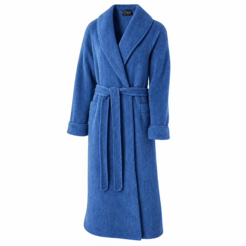 Robe de chambre croisée col châle poignets revers