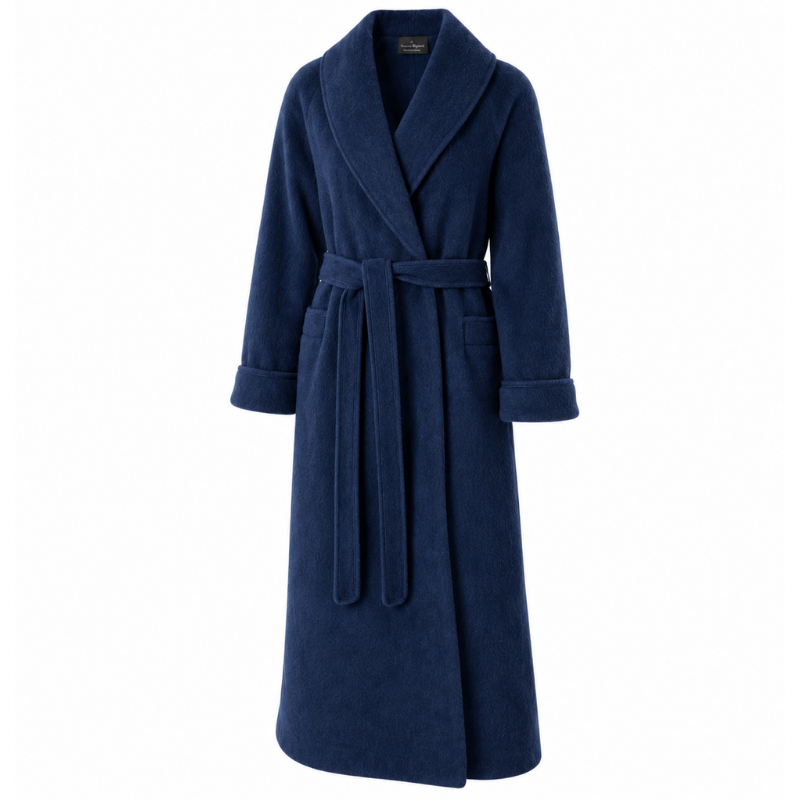 Robe de chambre croisée col châle poignets revers