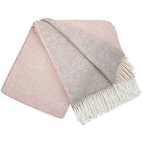 Plaid pure laine Mérinos & Cachemire bicolore Gourette Gourette double face Rose poudré & Perle / 140X200 déclassé - MS314