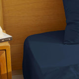 Drap housse satin 100% coton bio Signature Bleu Marine / 140X190 déclassé - MS235
