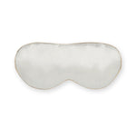Sleep mask in ivory silk with caramel border