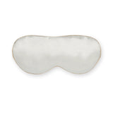 Sleep mask in ivory silk with caramel border