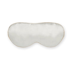 Sleep mask in ivory silk with caramel border