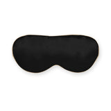 Masque de sommeil en soie noir liseré caramel