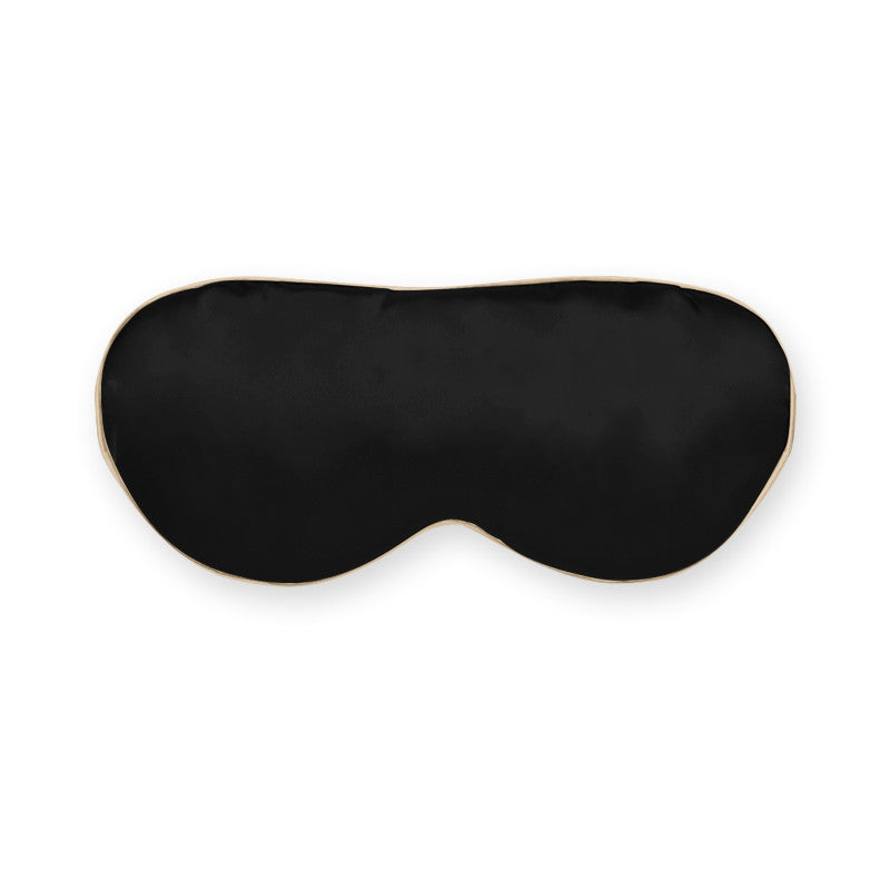 Black silk sleep mask with caramel border