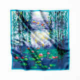 Carré de soie Claude Monet Nymphéa bleues et saules - Label Naturel