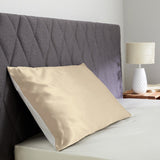 Funda de almohada de seda y algodón color caramelo