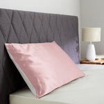 Funda de almohada de seda y algodón rosa