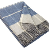 Plaid pure laine Mérinos & Cachemire Ossau carreaux Ossau carreaux Bleu ciel / 140X200 déclassé - MS315