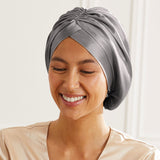 Silk turban Maison de la Soie in front of silver