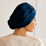 Silk turban Maison de la Soie navy blue back