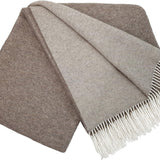 Plaid pure laine Mérinos & Cachemire bicolore Gourette Gourette double face Noisette & Beige / 140X200 déclassé - MS262