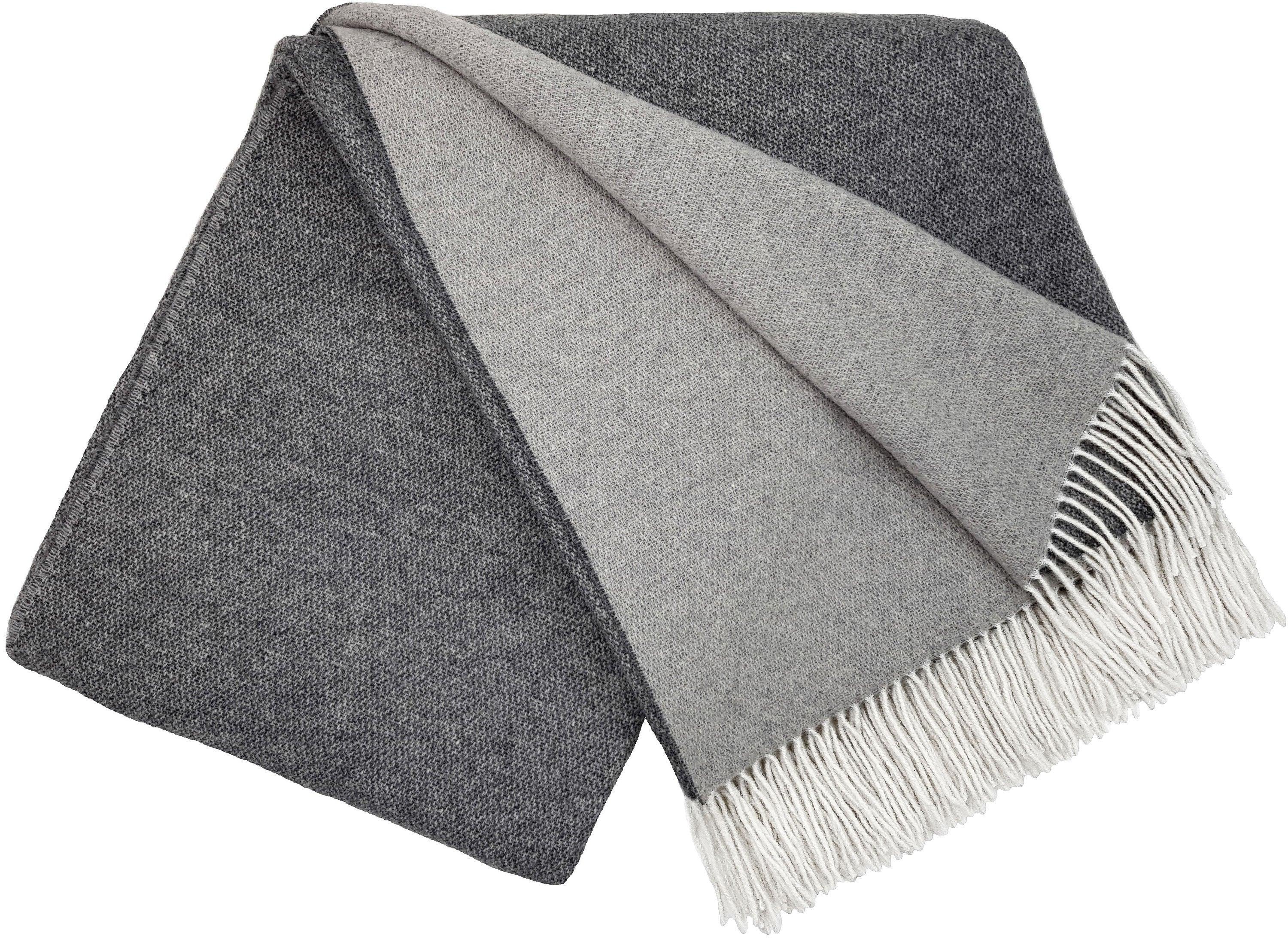 Plaid pure laine Mérinos & Cachemire bicolore Gourette - Label Naturel