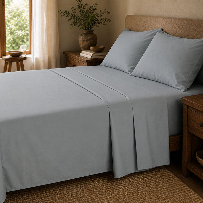 Drap plat percale de coton bio Canopée
