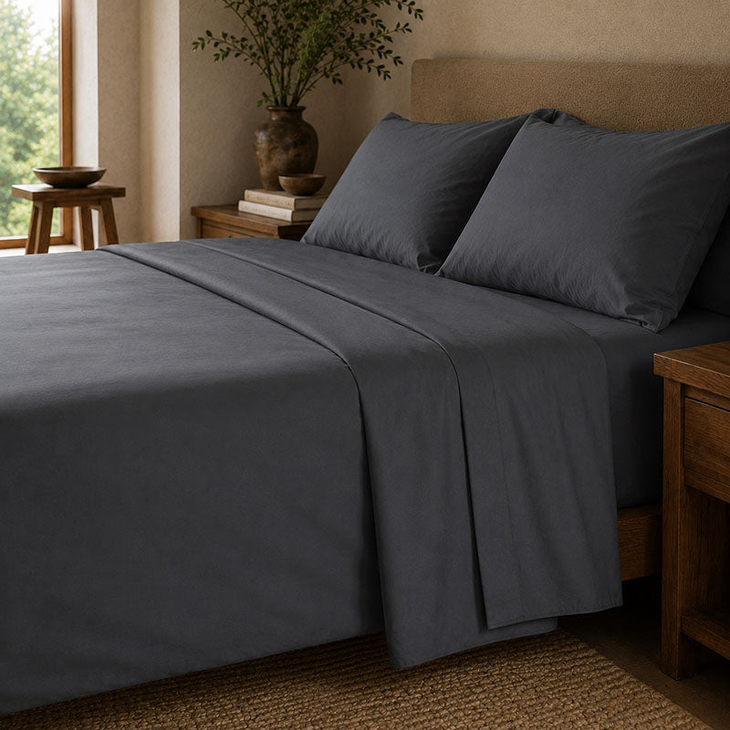 Drap plat percale de coton bio Canopée