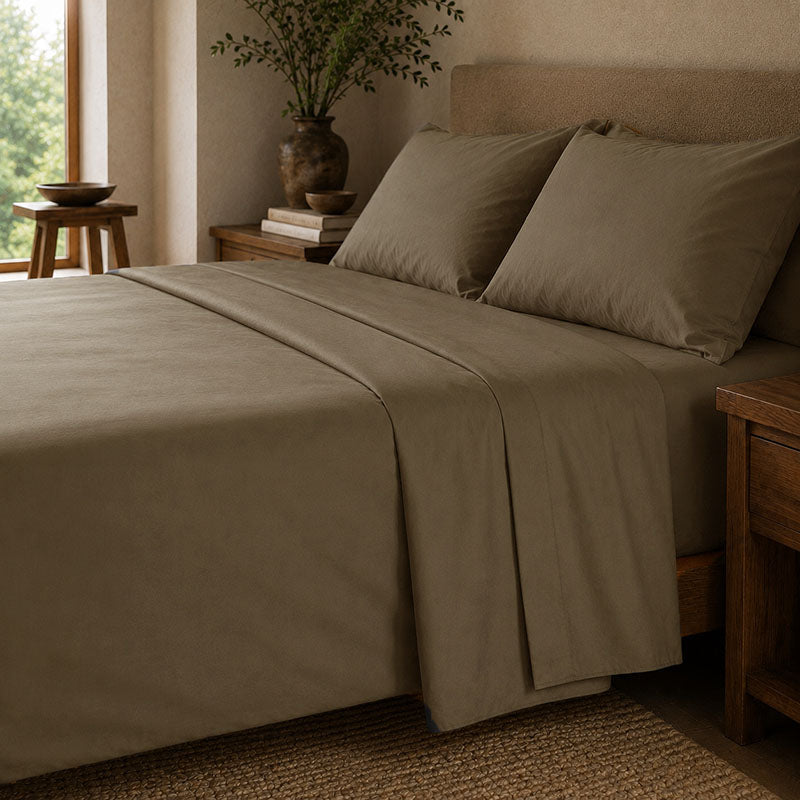Drap plat percale de coton bio Canopée