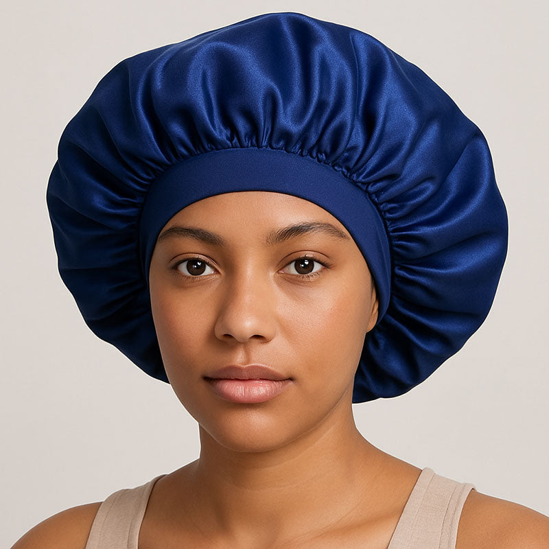 Bonnet de nuit en soie à élastique large