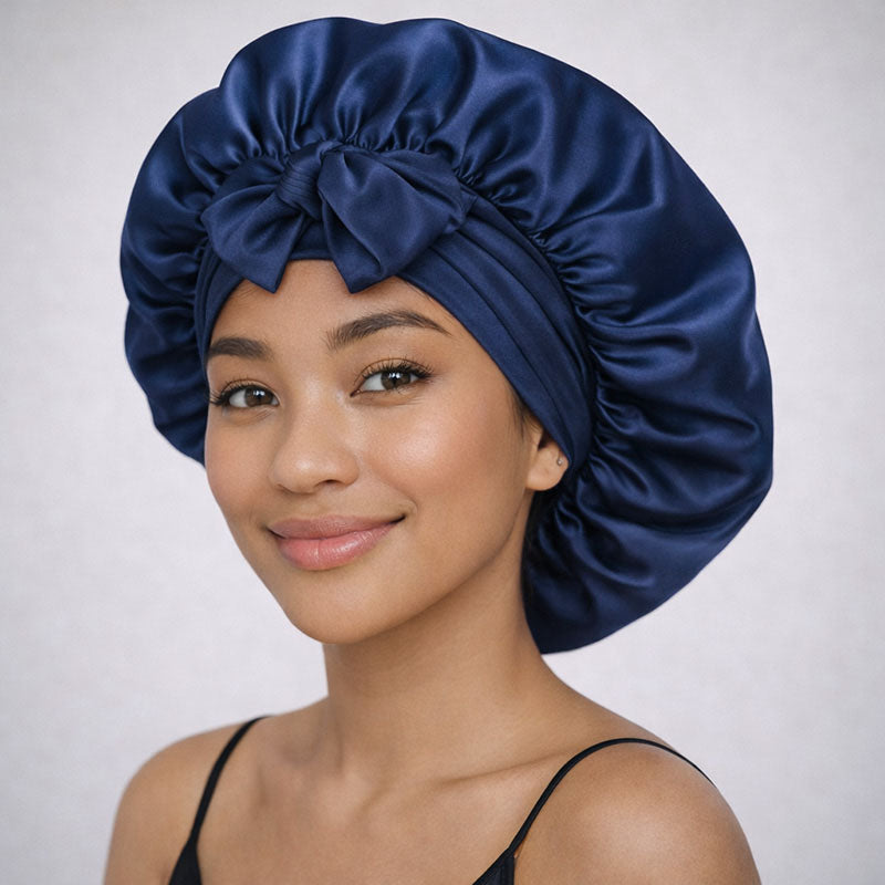 Bonnet de nuit en soie XL à liens ajustables