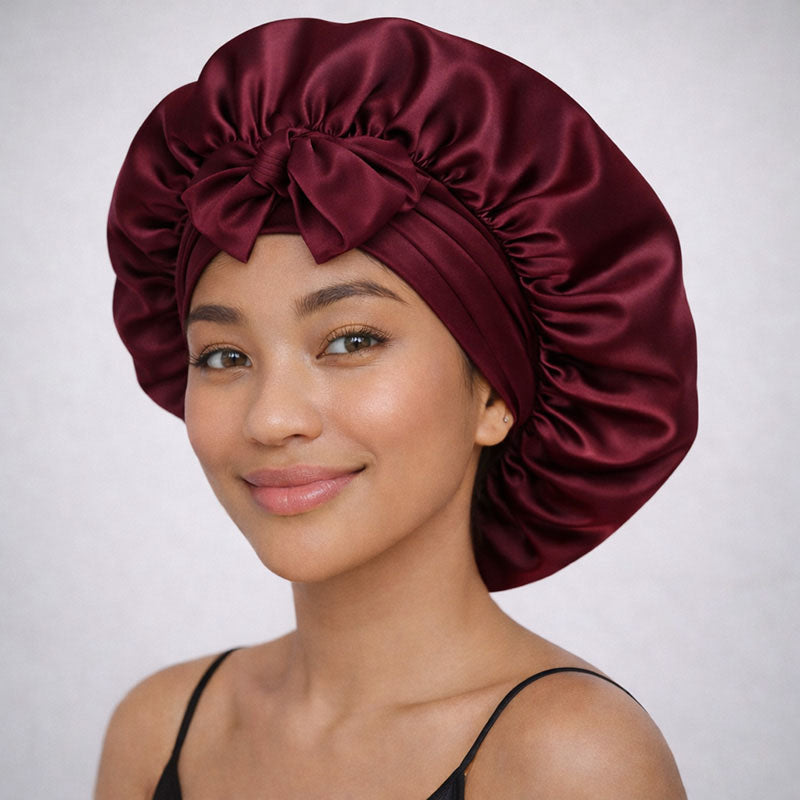 Bonnet de nuit en soie XL à liens ajustables