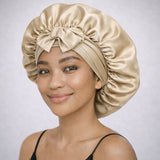 Bonnet de nuit en soie XL à liens ajustables