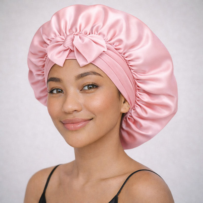 Bonnet de nuit en soie XL à liens ajustables