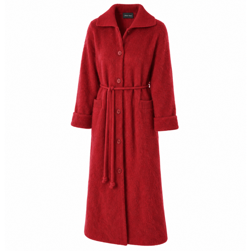 Robe de chambre boutonnée col tricot