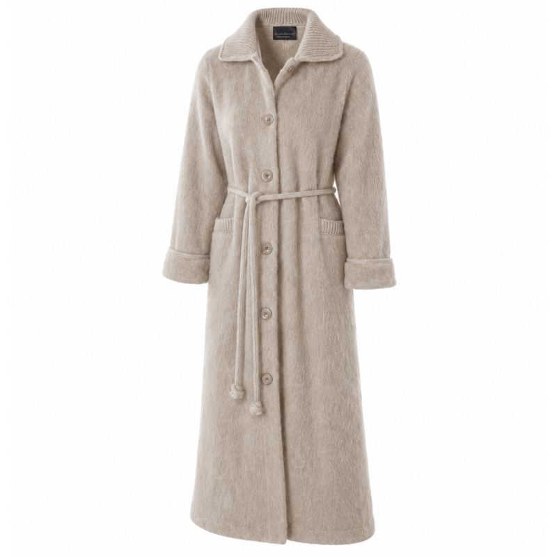 Robe de chambre boutonnée col tricot