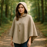 Cape capuche à poches 100% laine des Pyrénées