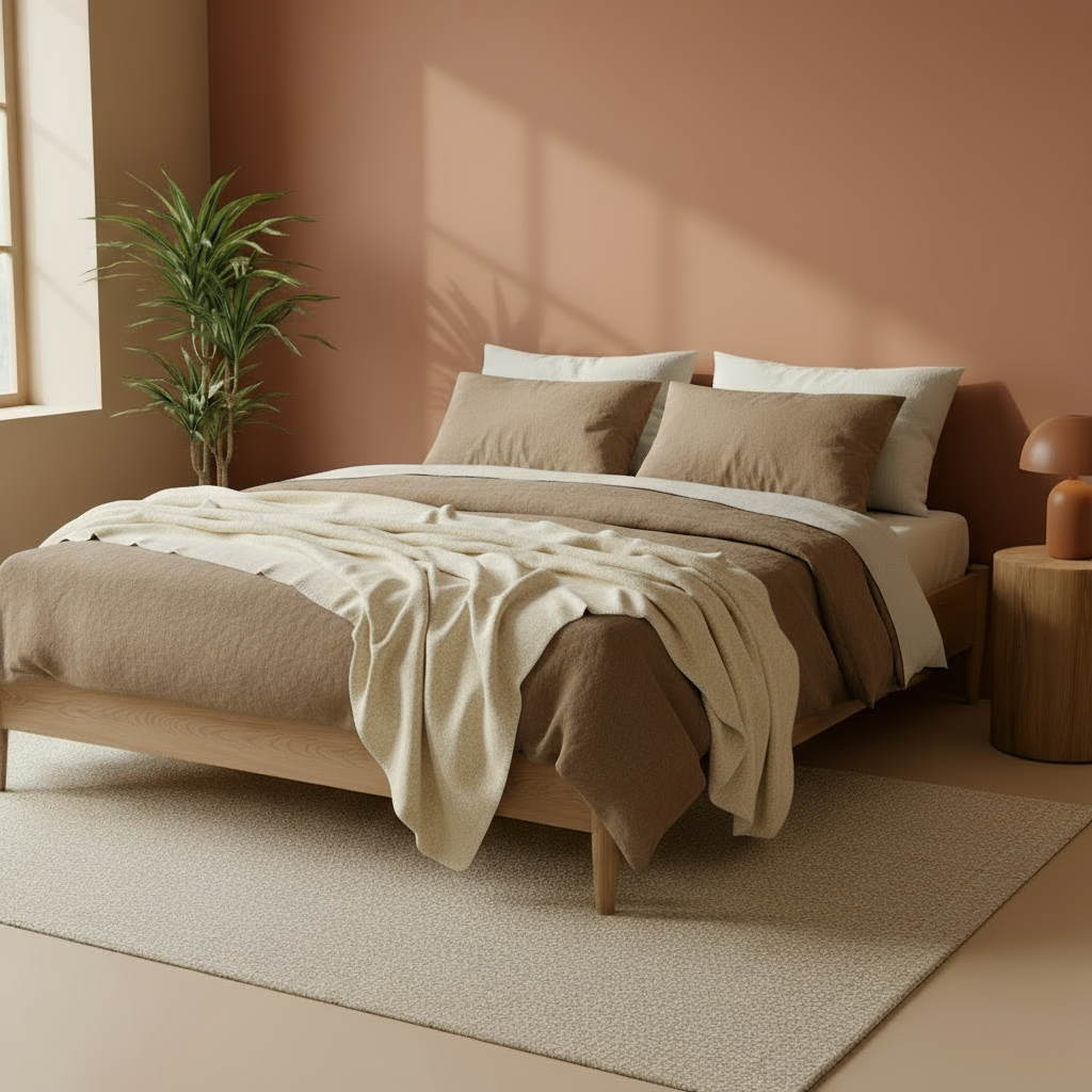 Couverture crème dans une chambre chaleureuse
