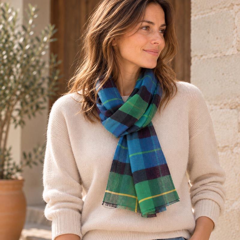Organic cotton checked scarf made in France