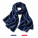 Navy Blue silk scarf made in France