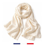 Ivory silk scarf made in France