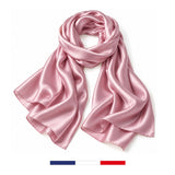 Pink silk scarf made in France