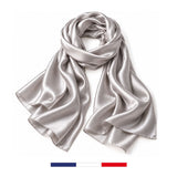 Silver silk scarf made in France