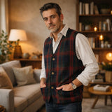 Gilet sans manche droit écossais 100% laine des Pyrénées