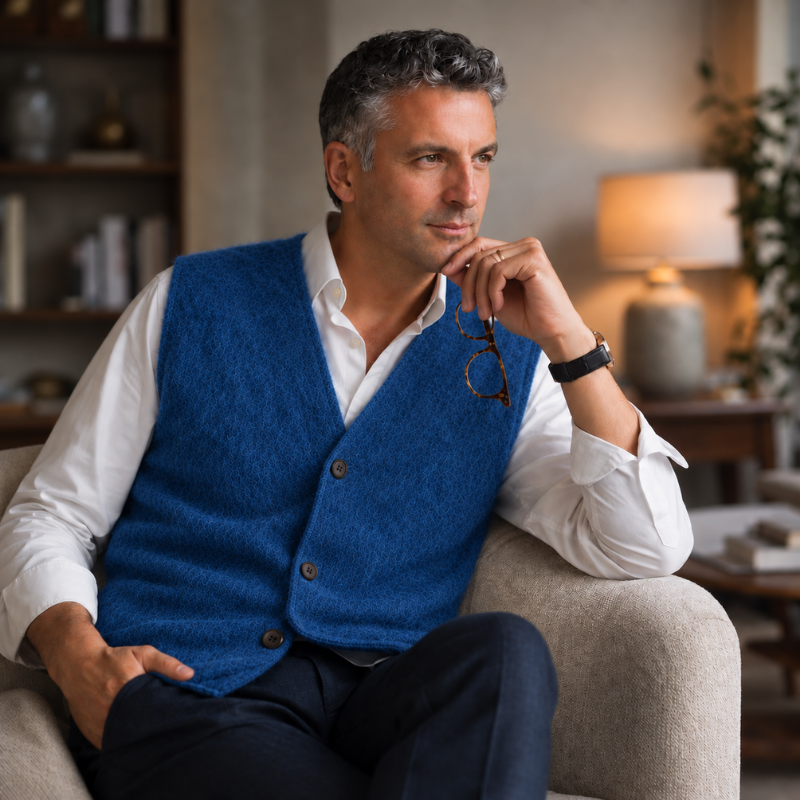 Gilet sans manches droit uni 100% laine des Pyrénées