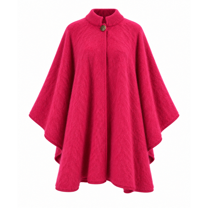 Grand poncho col tricot 100% laine des Pyrénées