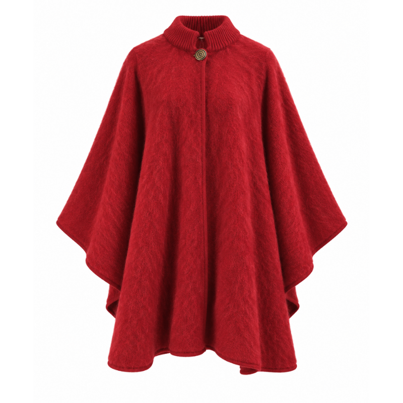 Grand poncho col tricot 100% laine des Pyrénées