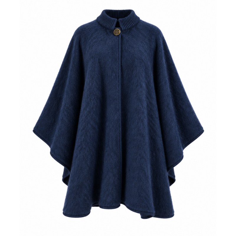 Grand poncho col tricot 100% laine des Pyrénées