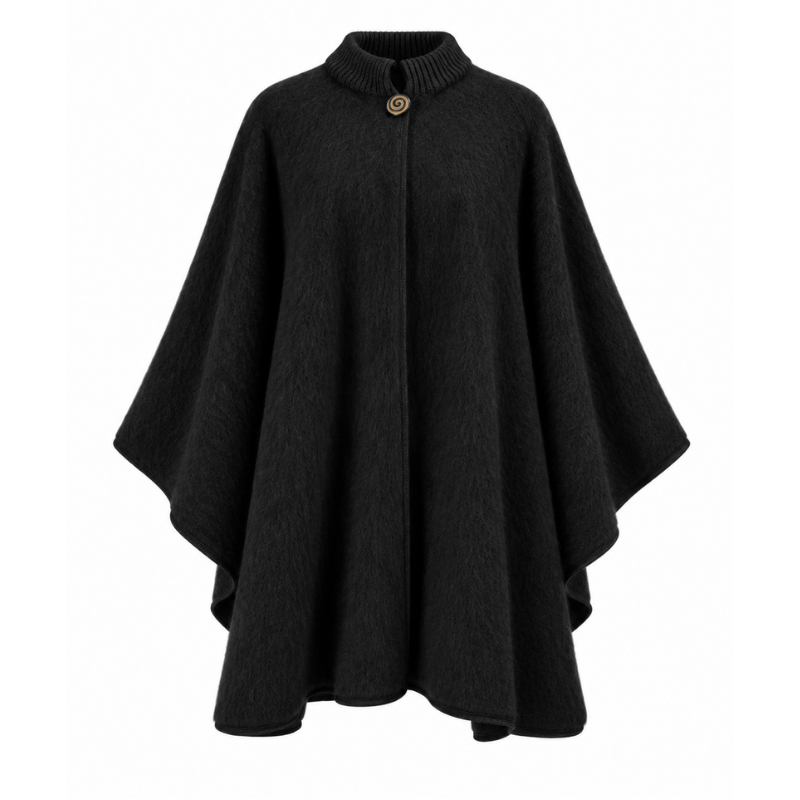 Grand poncho col tricot 100% laine des Pyrénées