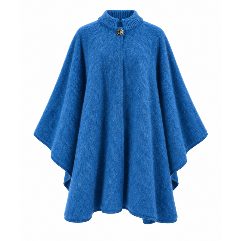 Grand poncho col tricot 100% laine des Pyrénées