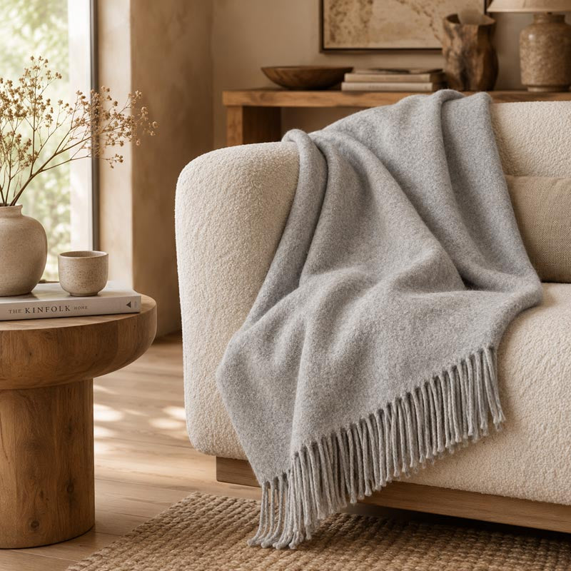 Plaid pure laine Mérinos & Cachemire Ossau uni