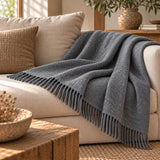 Throw Lescun plain in pure virgin wool