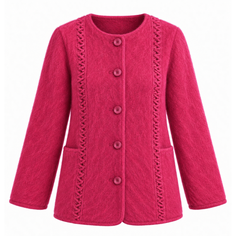 Veste torsades sans col 100% laine des Pyrénées