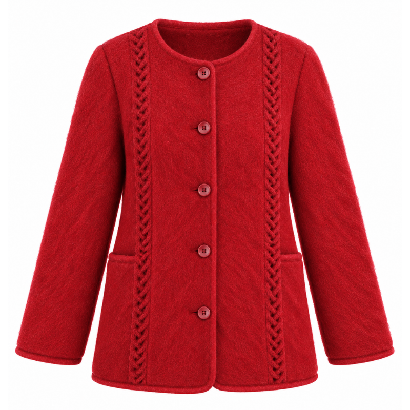 Veste torsades sans col 100% laine des Pyrénées
