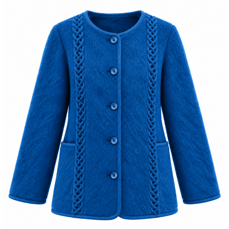 Veste torsades sans col 100% laine des Pyrénées